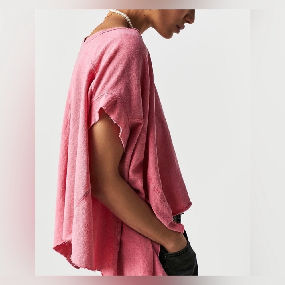 NWOT Free People We the Free Angel Tee - gumdrop pink - Small, Medium, Large - Picture 4 of 9